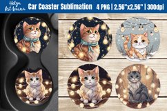 Christmas Cat with lights | Car Coaster Sublimation Product Image 1