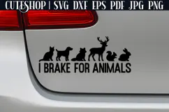 I Brake For Animals SVG - Car Decal SVG | Car Sticker SVG Product Image 2