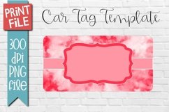 Car Tag Template PNG Pink Tie Dye Pattern on a white background