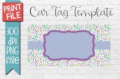 Car Tag Template PNG Purple Polka Dot Pattern