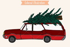 Color Station Wagon Car Christmas | Tree on Roof Top Holiday Product Image 3