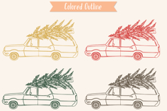 Color Station Wagon Car Christmas | Tree on Roof Top Holiday Product Image 6