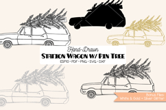 Station Wagon Car with Christmas Tree on Roof Top Holiday Product Image 1