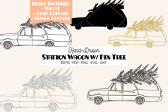 Station Wagon Car with Christmas Tree on Roof Top Holiday Product Image 1