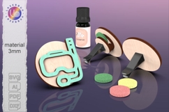 Car vent clip cover snorkel mask, beach theme laser cut file Product Image 1