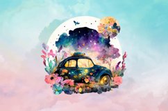 Floral car watercolor sublimation designs colorful Product Image 3