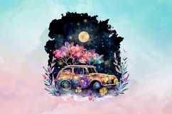 Floral car watercolor sublimation designs colorful Product Image 5
