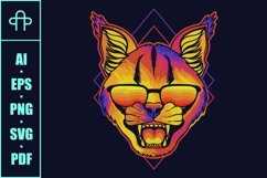 Caracal angry colorful wearing a eyeglasses Product Image 3