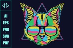 Caracal colorful wearing a eyeglasses vector illustration Product Image 3