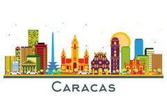 Caracas Venezuela City Skyline with Color Buildings Isolated Product Image 1