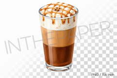 Sweet caramel drizzle macchiato PNG coffee drink Clipart Product Image 1