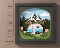 Camping Shadow Box Bundle, 3D SVG Shadow Box 3 Templates Product Image 5