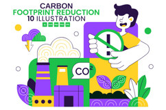 10 Carbon Footprint Reduction Illustration Product Image 1