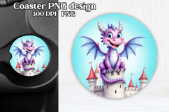 Cute dragon car coaster sublimation | Animal round coaster Product Image 1