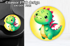 Cute dragon car coaster sublimation | Animal round coaster Product Image 1