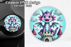 Cute dragon car coaster sublimation | Animal round coaster Product Image 1