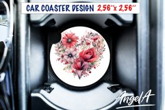 Flowers car coaster / floral heart / car coaster heart Product Image 1