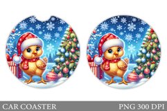 Cute Chicken Car Coaster. Christmas Car Coaster Design Product Image 1