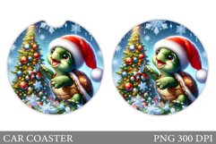 Christmas Turtle Car Coaster. Christmas Car Coaster Design Product Image 1