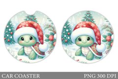 Christmas Turtle Car Coaster. Christmas Car Coaster Design Product Image 1