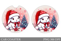 Cute Bunny Car Coaster. Cute Bunny Coaster Sublimation Product Image 1