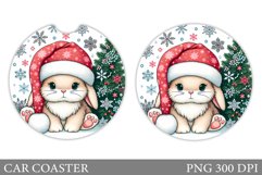 Cute Bunny Car Coaster. Cute Bunny Coaster Sublimation Product Image 1