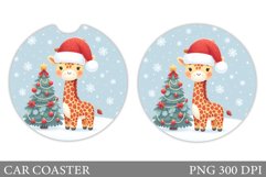 Christmas Giraffe Car Coaster. Christmas Car Coaster Design Product Image 1