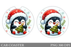 Cute Penguin Car Coaster. Christmas Car Coaster Design Product Image 1