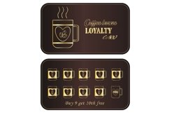 Coffee discount card,voucher for cafe with golden cup. Product Image 1