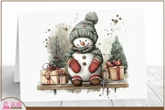 Vintage Snowman Christmas Png, Christmas Snowman clipart Product Image 3
