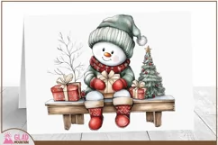Vintage Snowman Christmas Png, Christmas Snowman clipart Product Image 3