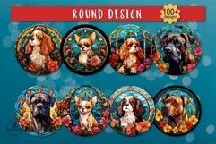 Stained glass dog round | Dog bundle sublimation designs Product Image 5