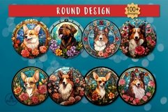 Stained glass dog round | Dog bundle sublimation designs Product Image 6