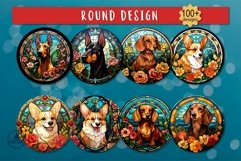 Stained glass dog round | Dog bundle sublimation designs Product Image 2