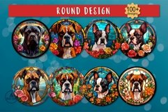Stained glass dog round | Dog bundle sublimation designs Product Image 3