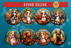 Stained glass dog round | Dog bundle sublimation designs Product Image 4