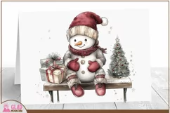 Vintage Snowman Christmas Png, Christmas Snowman clipart Product Image 3