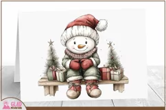 Vintage Snowman Christmas Png, Christmas Snowman clipart Product Image 3