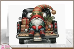 Christmas Gnome vintage truck, Happy Holidays Gnome truck Product Image 2