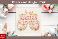 Easter love Vintage Easter Card printable Faux embroidery Product Image 1