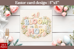 Hop Into Spring Card Vintage Easter Card Faux embroidery Product Image 1