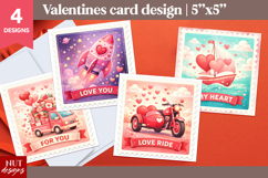Valentine Card Hearted Transport Card Romantic Stamp card Product Image 1