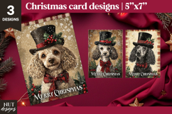 Cute Poodle Dog Retro Christmas card Merry Christmas Product Image 1