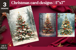 Vintage Christmas Cards Snowy Christmas Tree Cards printable Product Image 1