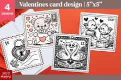Valentine Card Valentine Stamp Style Card Black &amp; white card Product Image 1
