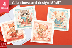 Vintage Valentine Card Romantic Baby Animals Valentine Cards Product Image 1