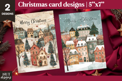 Vintage Christmas Village, Cute Houses Christmas card Product Image 1