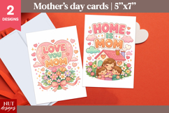 Love You Mom Card Mothers Day card printable Home is Mom Product Image 1