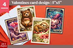 Romantic Valentine Card Vintage Valentine Stamp Card Bundle Product Image 2
