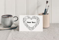 Hand Drawn Rose Flowers Heart Frame Card Template SVG Product Image 2